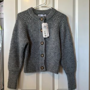 Zara grey cardigan sweater.  Never worn.  Size small.